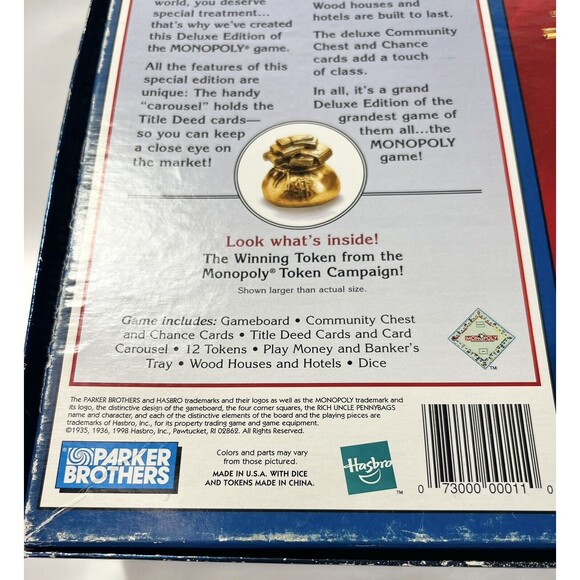 1998 Deluxe Monopoly Board Game by Parker Brothers Complete with All Game Pieces - Picture 8 of 16